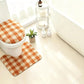 Orange Plaid Bathroom Rug Set, Non-Slip Absorbent Bath Mat & Toilet Cover
