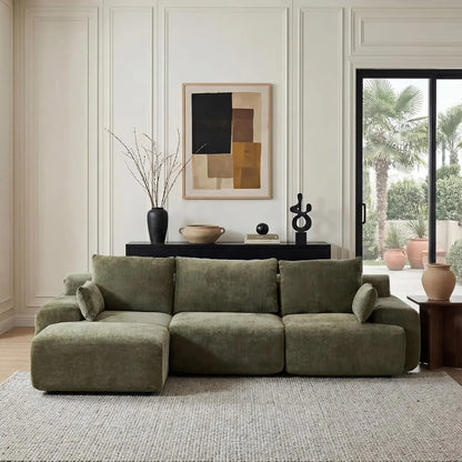 114-Inch Modular L-Shaped Sectional Sofa – Boneless Chenille Cloud Couch with Ottoman & Pillows for Living Room