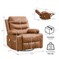 Swivel Rocker Recliner Chair with Massage & Heat – Reclining Lounge Chair with Cup Holder, Side & Front Storage Pockets