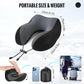 Memory Foam Travel Neck Pillow with Hood, 360° Head Support for Airplane & Long Flights, Eye Mask, Earplugs & Storage Bag