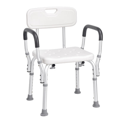 Adjustable Shower Chair with Backrest – Height Adjustable Non-Slip Bath Seat for Seniors, 350 lb Capacity