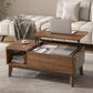 Fluted Lift-Top Coffee Table with Hidden Storage, Modern Living Room & Home Office Center Table