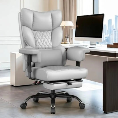 Big & Tall Executive Office Chair with Footrest, High Back 155° Reclining Desk Chair with Adjustable Armrests & Lumbar Support