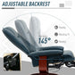 Swivel Recliner Chair with Retractable Footrest – Air Leather Armchair with Adjustable High Back & Wood Base, Blue