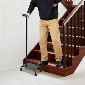 Adjustable Stair Climbing Assist Cane for Seniors, Aluminum Alloy Walking Aid, 10 Height Settings, 330 lb Capacity