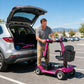 4-Wheel Electric Mobility Scooter for Adults, Swivel Seat, Puncture-Proof Tires, Portable Outdoor Travel Scooter with Basket