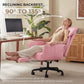 Cross-Legged Office Chair with Footrest – Fabric Reclining Desk Chair with Pivoting Armrests for Home Office