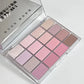 16-Color Pink & Brown Eyeshadow Palette with 5-Piece Brush Set, Matte & Highlight Earth Tones