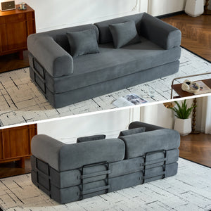 79-Inch Folding Convertible Sofa Bed – Oversized Corduroy Boneless Futon Loveseat & Floor Couch for Small Spaces