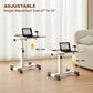 Height Adjustable Overbed Table with Wheels, Foldable Rolling Side Table & Portable Laptop Standing Desk for Home Office
