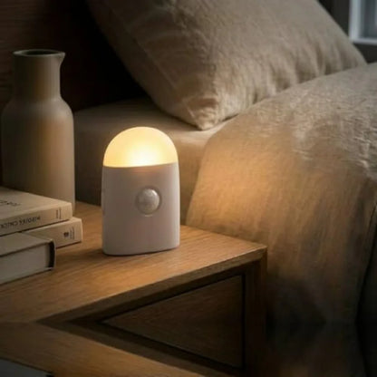 Motion Sensor LED Night Light, Warm White, 3-Level Dimmable, Rechargeable, Stick-On and Hook Mount