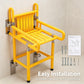 Wall-Mounted Folding Shower Seat with Armrests – Anti-Slip Feet, Space-Saving Bath Chair, 440 lb Capacity, Yellow