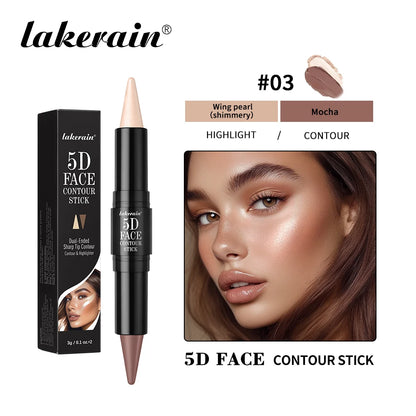 Dual-Ended Contour and Highlighter Stick, Cream Face Makeup for Nose and Cheek Definition