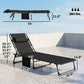 Outdoor Folding Chaise Lounge Chair – Adjustable Padded Recliner with Storage Pocket for Patio, Pool & Beach, Black