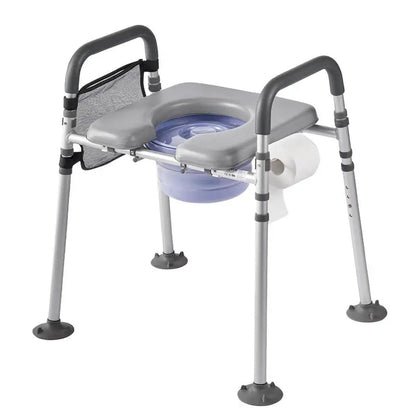 4-in-1 Bedside Commode Chair – Adjustable Raised Toilet Seat with Padded Arms, 5L Removable Bucket, 500 lb Capacity