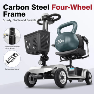 Heavy-Duty 4-Wheel Electric Mobility Scooter for Seniors – 20Ah Removable Battery, Long Range, Anti-Tip, Portable Travel Scooter