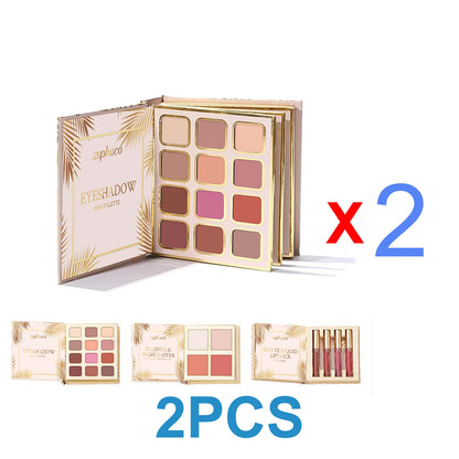 Foldable All-in-One Makeup Palette with Eyeshadow, Blush, Lipstick & Shimmer Highlighter, Travel Set