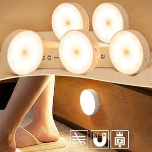 5-Pack 8-LED Motion Sensor Night Lights, USB Rechargeable Magnetic Wall Lights for Stairs, Closets, Bedroom & Cabinets