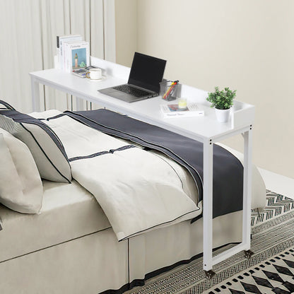 Queen/Full Size Overbed Table with Wheels, Mobile Rolling Laptop Computer Desk, Dining & Bar Table for Bedroom and Home