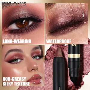 6-Piece Dual-Ended Eyeshadow Stick Set, Matte and Glitter Cream Eye Pencils, Water-Resistant