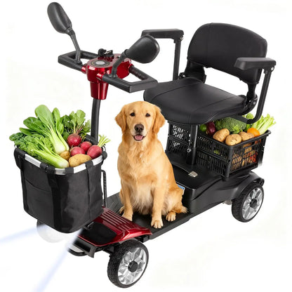 4-Wheel Folding Mobility Scooter for Adults – 250W Motor, 15-Mile Range, 330 lb Capacity & Removable Battery