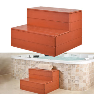 2-Step Hot Tub Steps, Heavy Duty Waterproof Spa Stairs with Non-Slip Treads for Outdoor Pools, RVs, Porches & Gardens