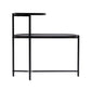 2-Tier Round Side Table with Storage Shelf, Wood Tray Top & Metal Frame, Black