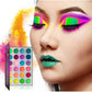 24-Color Rainbow Neon Eyeshadow Palette, UV Blacklight Glow, Matte Shimmer & Glitter, Highly Pigmented Waterproof Eye Makeup