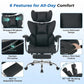 Ergonomic Reclining Office Chair with Footrest – 350 lb PU Leather Computer Chair with Adjustable Height, Wide Seat & Side Pocket