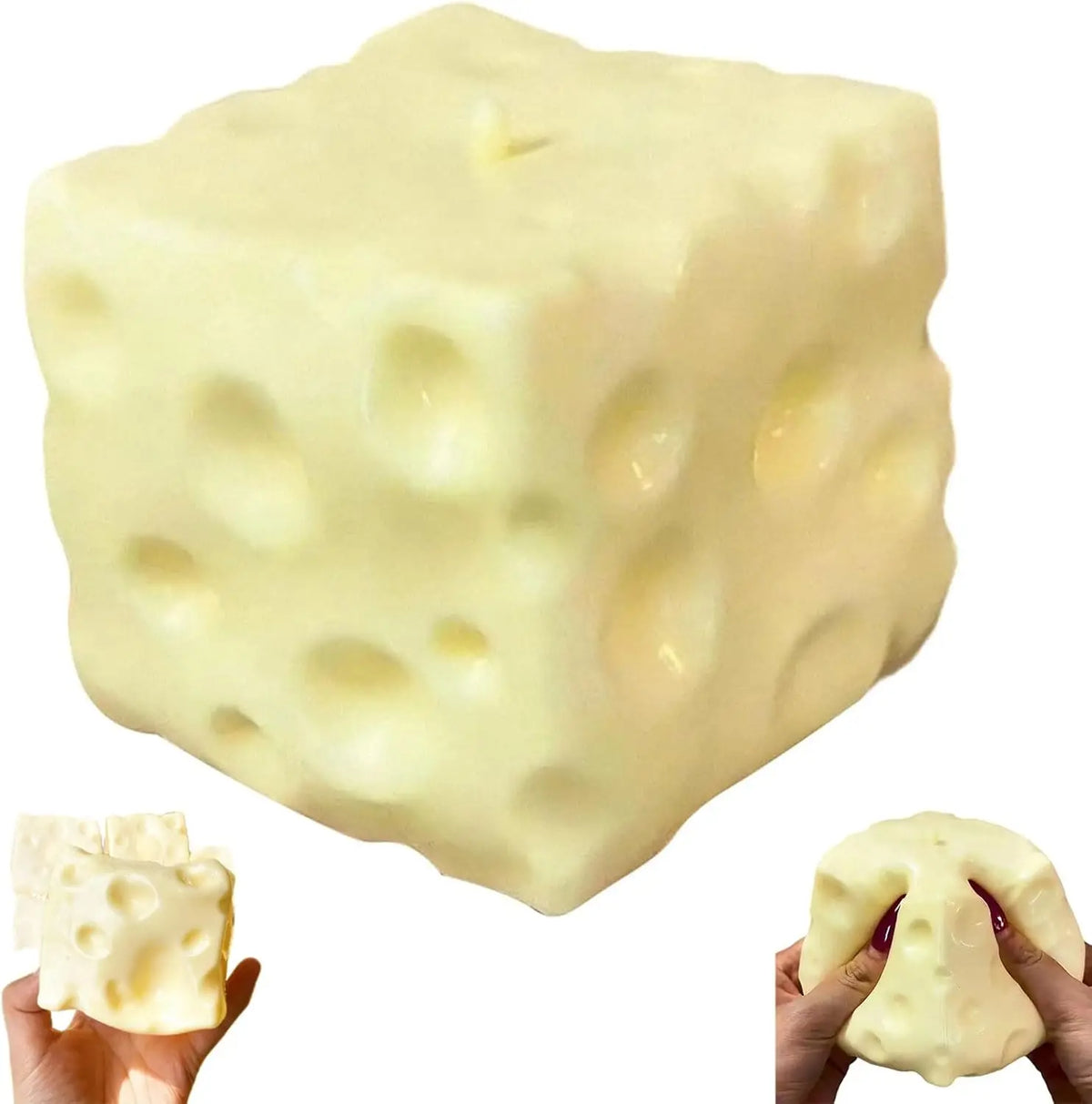 7cm Square Cheese Squishy Shell, 1-Piece Unfilled TPR DIY Squeeze Toy for Teens