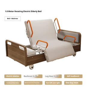 Household solid wood automatic rotating turning over bed multi-functional electric nursing bed