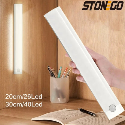 Rechargeable Closet Lights, 26/40 LED Motion Sensor Dimmable Under Cabinet Light, USB Magnetic Wireless Lamp