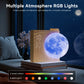 Moon Lamp Sunrise Alarm Clock with White Noise, Dual Alarms, 10 RGB Light Modes, Sleep Timer, Wood Grain Finish
