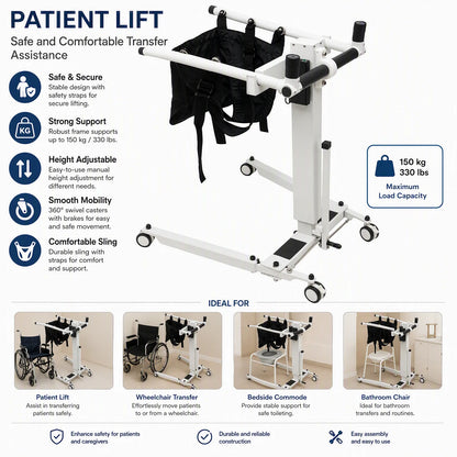 Electric Patient Transfer Lift Chair – 90W Powered Adjustable Lift, 286 lbs Capacity