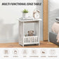 Small White Bedside Table with Storage Shelf, Slim Square Side End Table for Bedroom, Living Room & Small Spaces