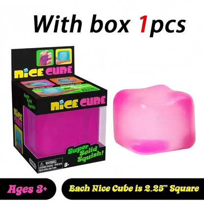 Ice Cube Squishy Fidget Toy with Box, Slow-Rebound Non-Sticky Sensory Desk Toy