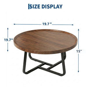 19.7" Minimalist Round Side Table with Metal Frame, Small Coffee & End Table for Living Room and Bedroom