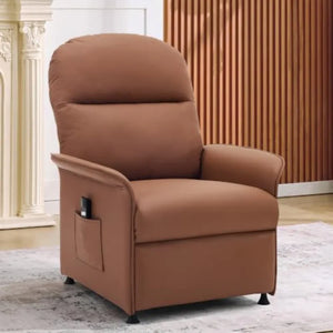 Leather Power Recliner Chair with 21-Inch Seat, Electric Reclining Chair with Thick Cushions & Side Pocket for Living Room