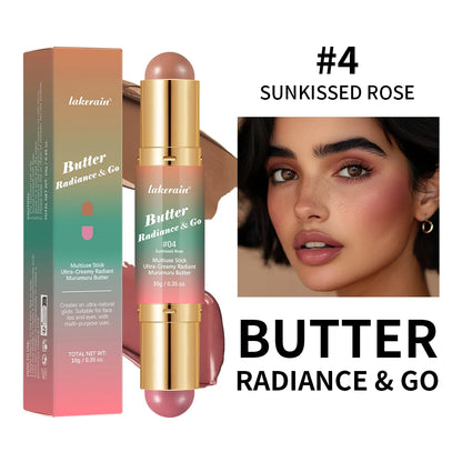 Double-Ended Blush and Bronzer Stick, Moisturizing Buildable Color, Natural Finish Face Makeup