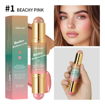 2-in-1 Dual-Ended Cream Blush & Bronzer Stick for Lips, Cheeks & Eyes, Smooth & Blendable