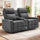 2-Seater Reclining Loveseat Sofa with Massage & Heat – PU Leather Manual Recliner with Cup Holders, Storage & Charging Ports