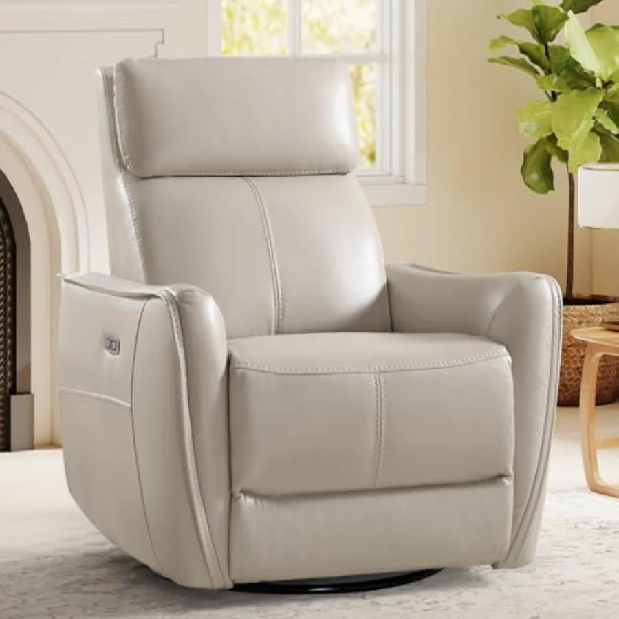 Electric Swivel Rocker Recliner Chair, 360° Power Faux Leather Glider Rocking Recliner for Living Room & Nursery