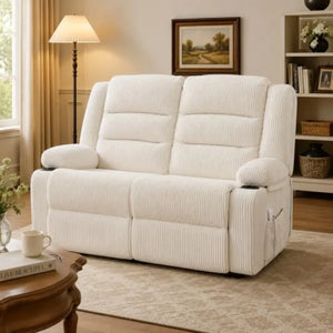 Electric Power Loveseat Recliner, Adjustable 2-Seat Reclining Sofa with Footrests & Charging Port for Living Room