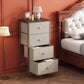 4-Drawer Fabric Nightstand with Removable Storage Bins, Steel Frame & Wood Top, Bedside Organizer for Bedroom & Living Room