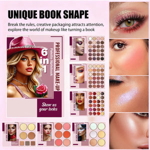 Book-Style Eyeshadow Palette, 76/91/117 Colors, Matte, Shimmer and Glitter Finishes