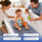 Non-Slip Bathtub & Shower Mat 27.5x15.7 Inch, Beige Foot Scrubber Bath Mat with Suction Cups & Drain Holes, Machine Washable