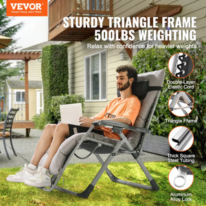 Zero Gravity Recliner Lounge Chair – Heavy-Duty Adjustable Padded Chair with Cushion, Footrest & Cup Holder