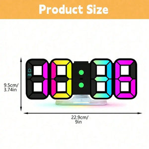 9.7-Inch RGB LED Digital Wall & Desk Clock with Large Display, Neon Gaming Design, Dimmable Brightness – Black