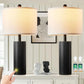 24.5-Inch Table Lamps Set of 2, Modern Striped Touch Bedside Lamps with USB-C and USB-A Charging Ports, 2 Bulbs Included