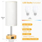 Touch Bedside Table Lamps Set of 2, 3-Way Dimmable Small Nightstand Lamps with USB-A and USB-C Charging Ports for Bedroom